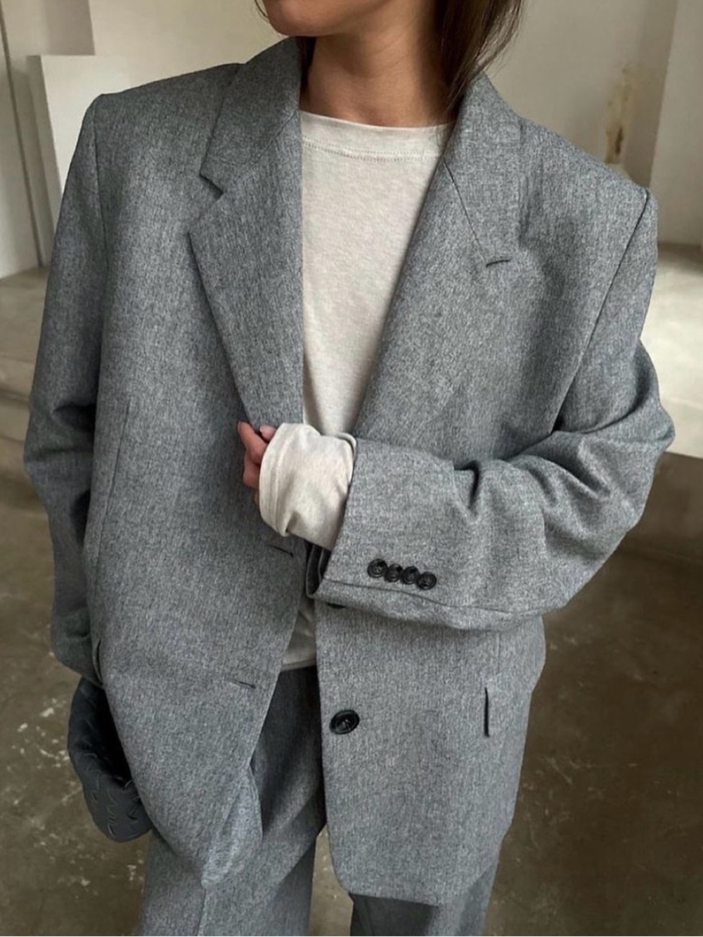 Aritzia Gray Double-Breasted Wool-Cashmere Women's Blazer Jacket - size 4